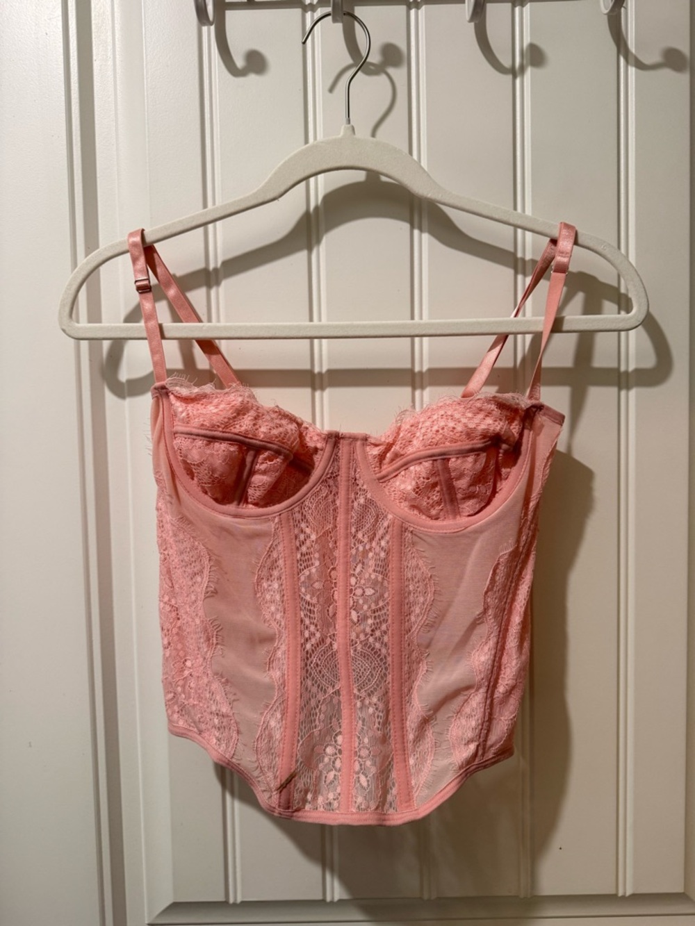 Pink Lace Bustier Corset Top - Women's Intimates